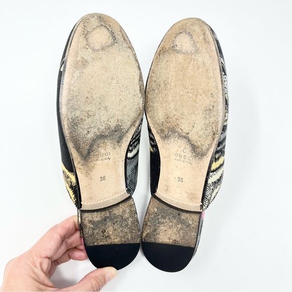 RARE Gucci Princetown Horsebit Angry Cat Tiger Mules Loafers Slides Black 36 6 - Picture 11 of 13